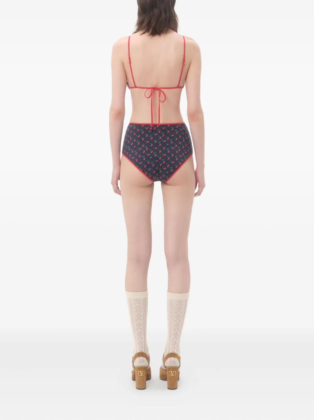 Valentino Garavani Bikini met Cherryfic-print Blauw