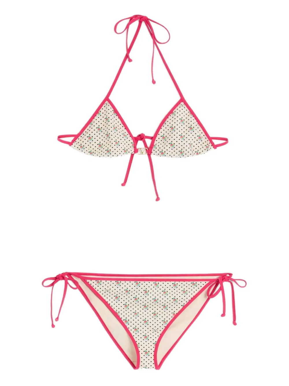 Valentino Gelatini Print Lycra Bikini With Polka Dots