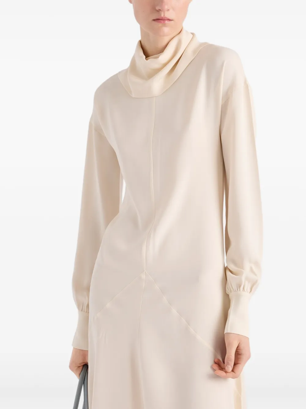Prada Zijden midi-jurk Beige
