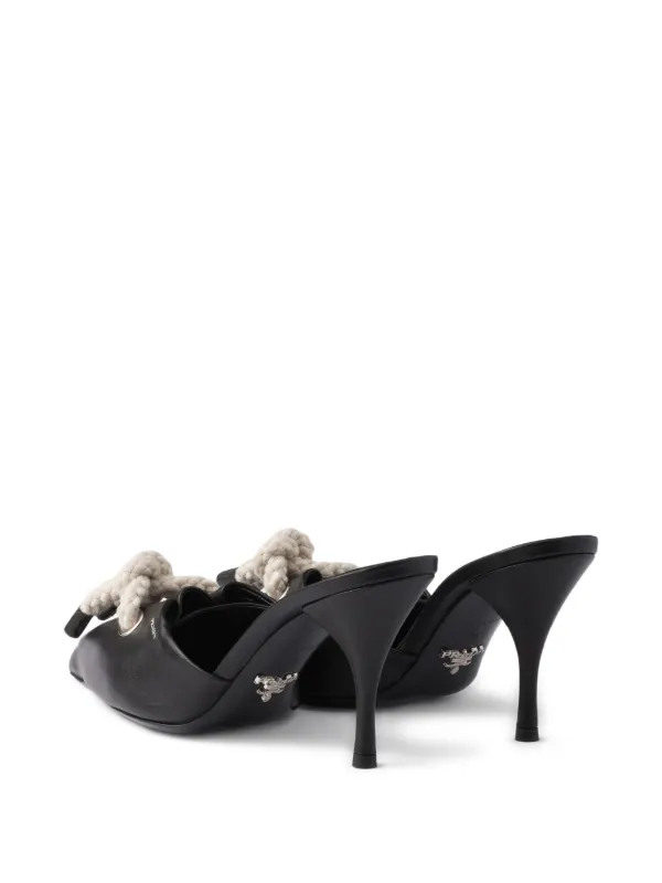 Prada 85mm braided-detail Mules | Black | FARFETCH