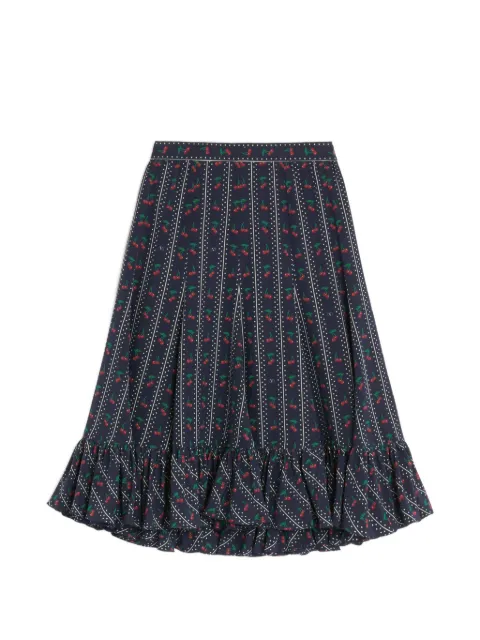 Valentino Garavani — crepe de chine midi skirt with cherryfic print