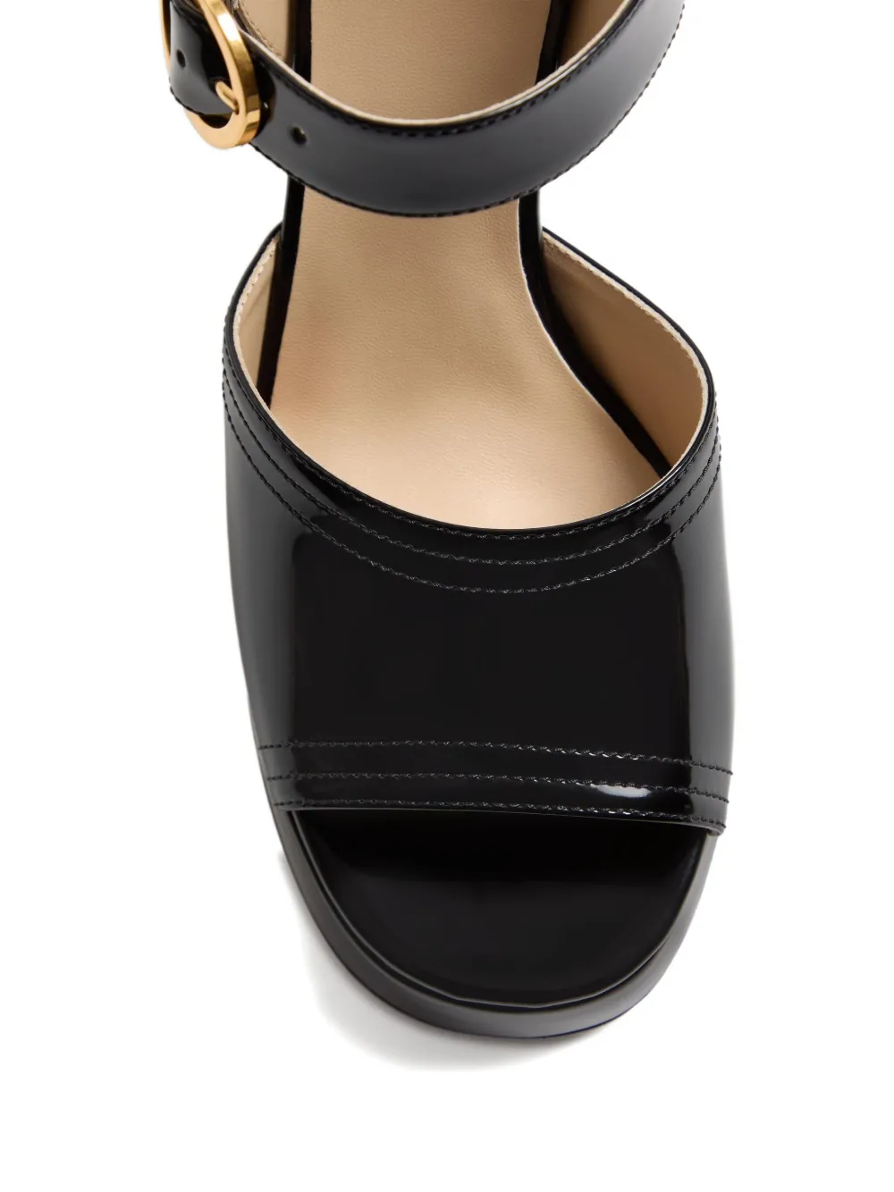 Valentino Garavani Fawcette Platform Sandal In Polished Calfskin 100mm Woman Black 42
