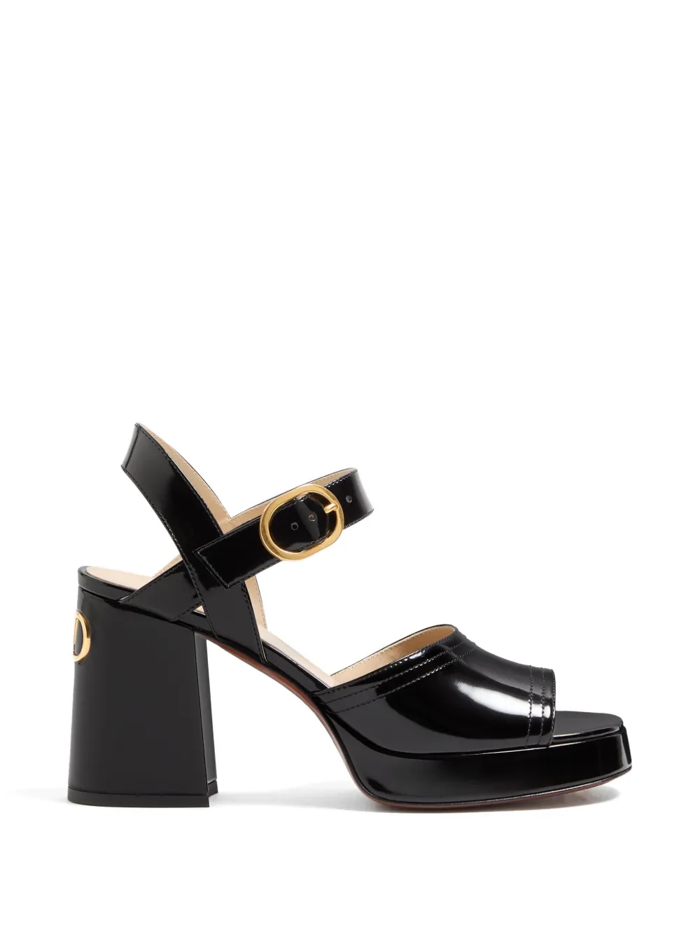 Valentino Garavani FAWCETTE PLATFORM SANDAL IN POLISHED CALFSKIN 100MM - Nero