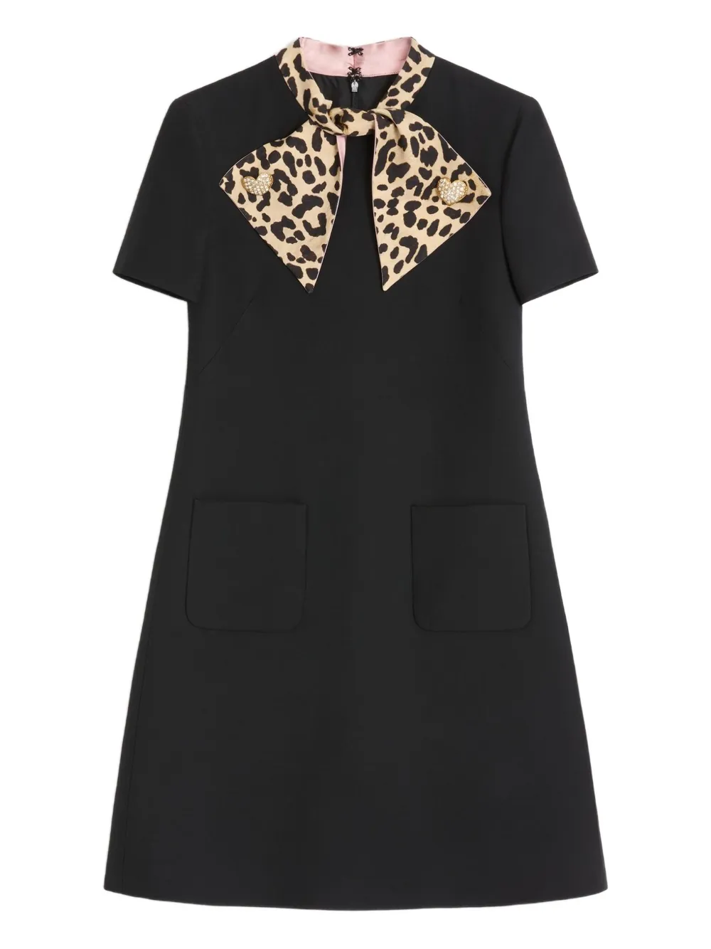 Valentino Garavani leopard-bow mini dress Zwart
