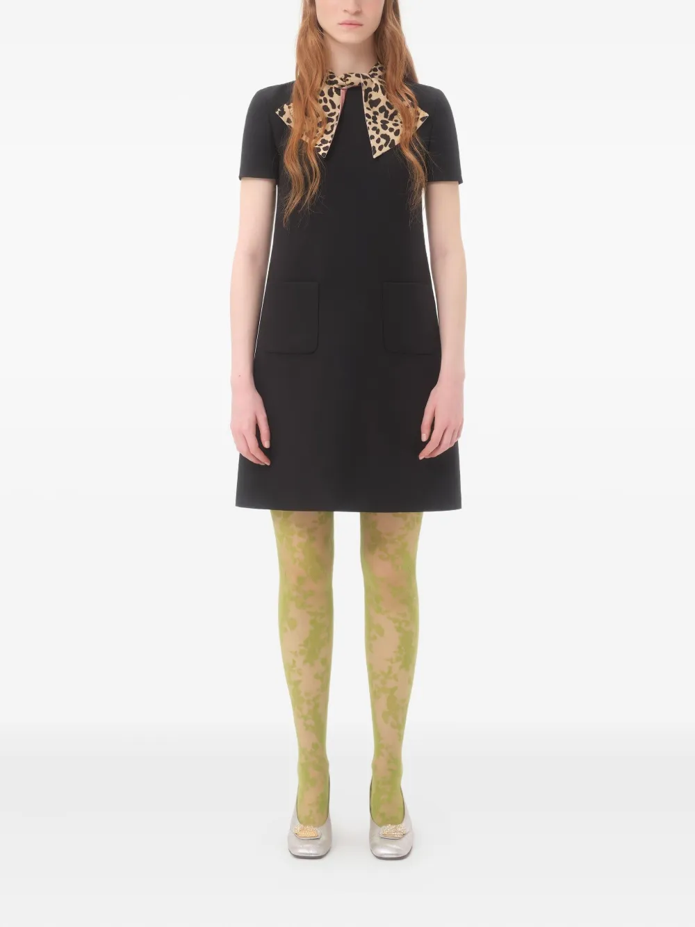Valentino Garavani Mini-jurk met luipaardstrik Zwart
