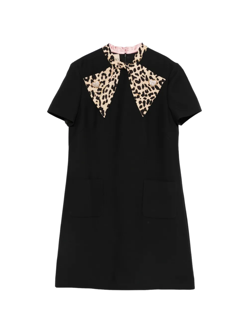 Valentino Garavani leopard-bow mini dress - Schwarz