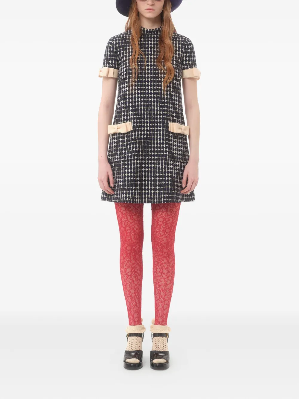Valentino Bow-embellished Boucle Mini Dress