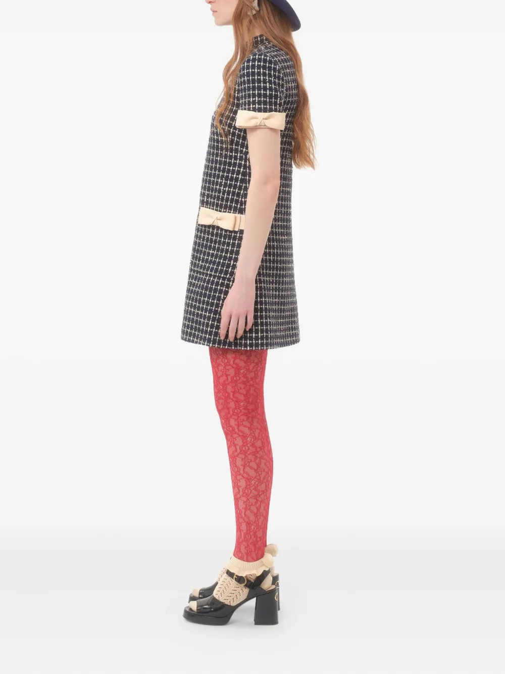 Valentino Bow-embellished Boucle Mini Dress
