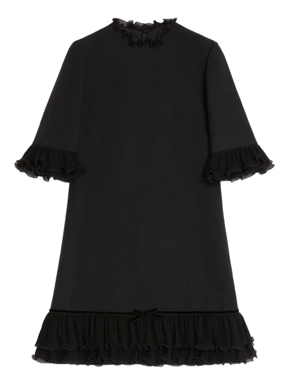 Valentino Garavani ruffled mini dress - ブラック Valentino Garavani ruffled mini dress - ブラック