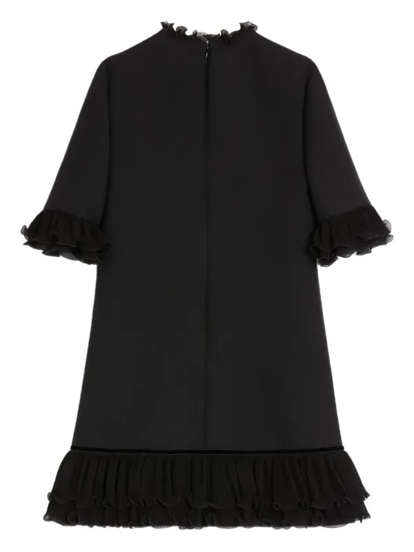 VALENTINO ラッフル ロングスリーブ ミニドレス Valentino Garavani ラッフル ミニドレス | ブラック | FARFETCH JP