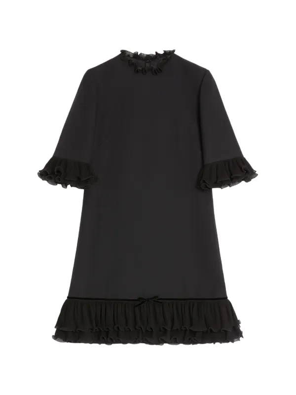 valentino dress short Valentino, Embellished feather-trimmed Velvet minidress, Women, Black, S, Dresses, Materialmix