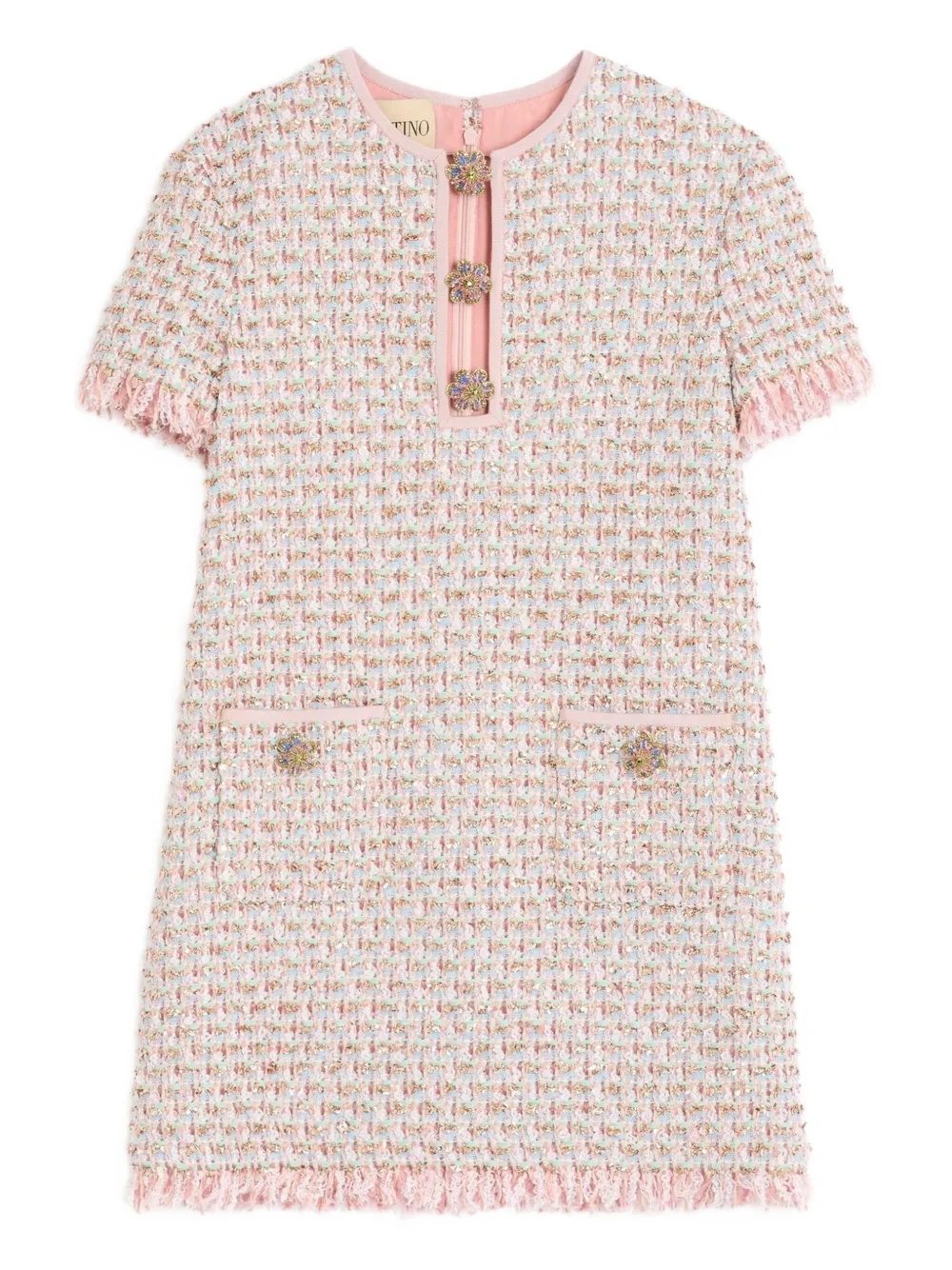 Valentino Embroidered Ribbon Tweed Short Dress