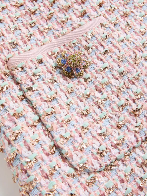 valentino pink tweed dress Valentino Garavani Short Cotton Tweed Dress