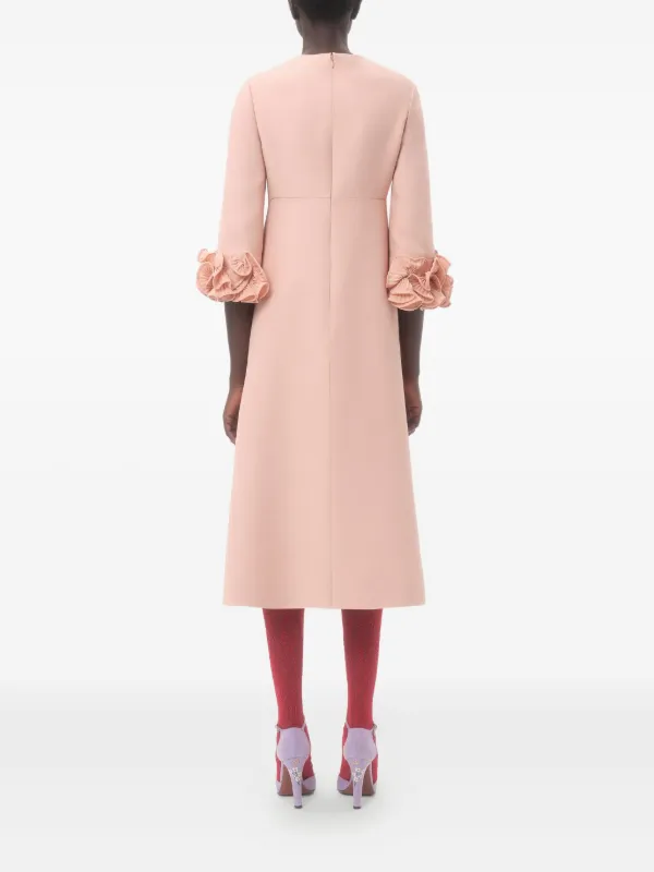 valentino pink dress Midi In Shiny-matte Jacquard With Logo-stripe Woman Fuchsia 40 Made in Italy The look is completed by Valentino Garavani Shoes. Valentino - Pink wool and