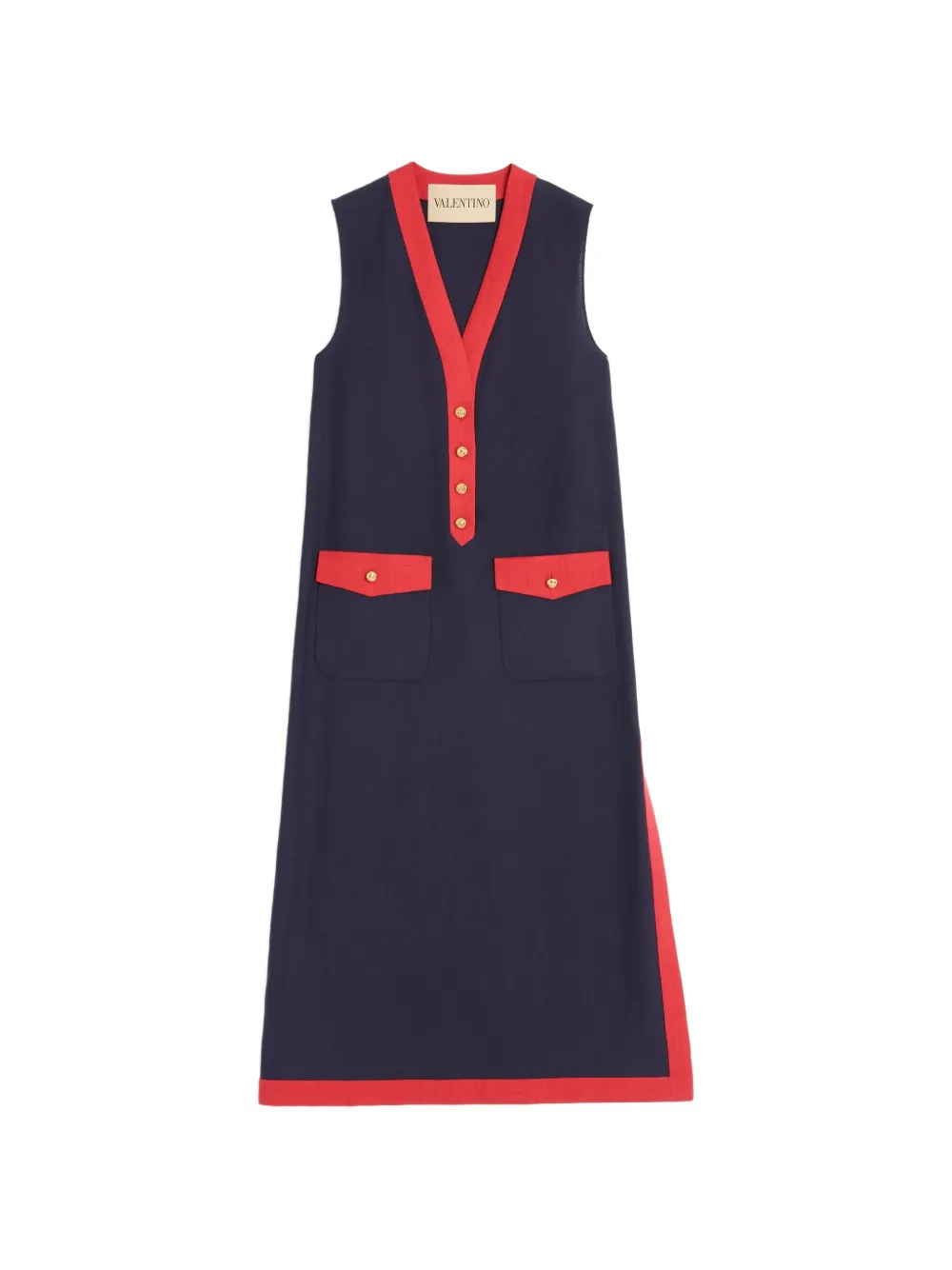 Valentino Garavani VISCOSE LINEN MIDI DRESS - Blu