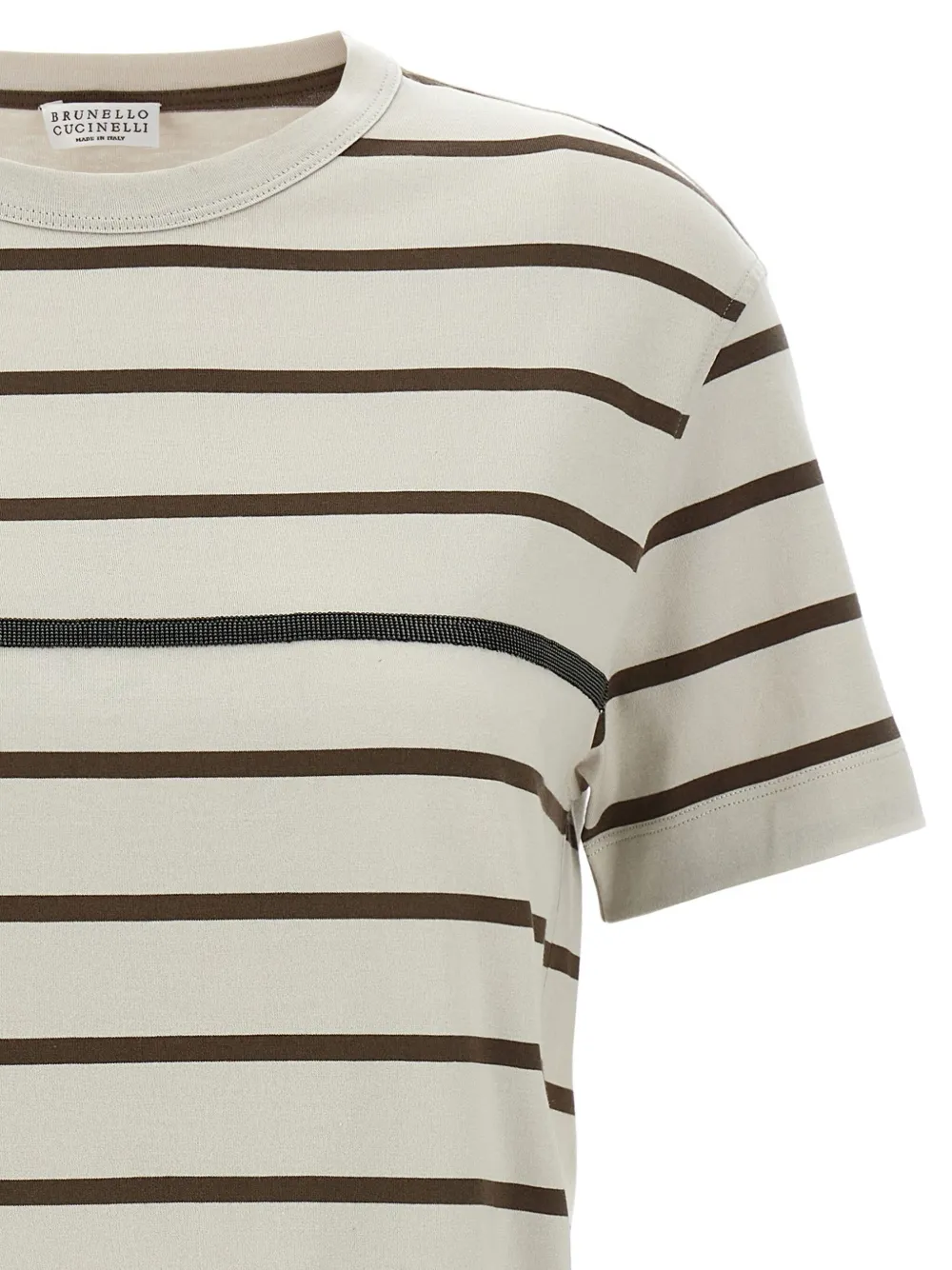 Brunello Cucinelli Gestreept T-shirt Beige