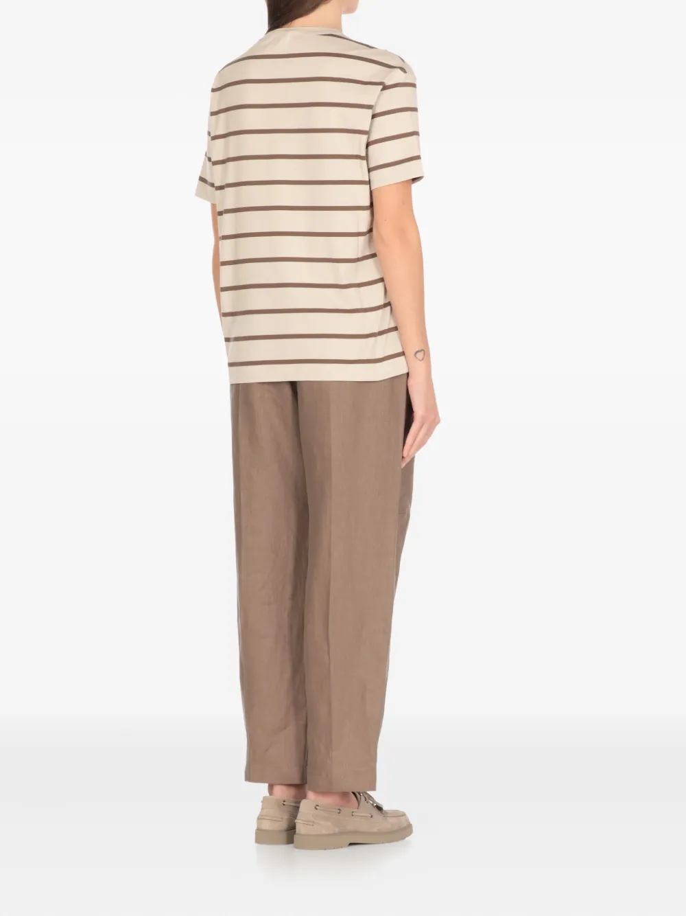 Brunello Cucinelli Gestreept T-shirt Beige