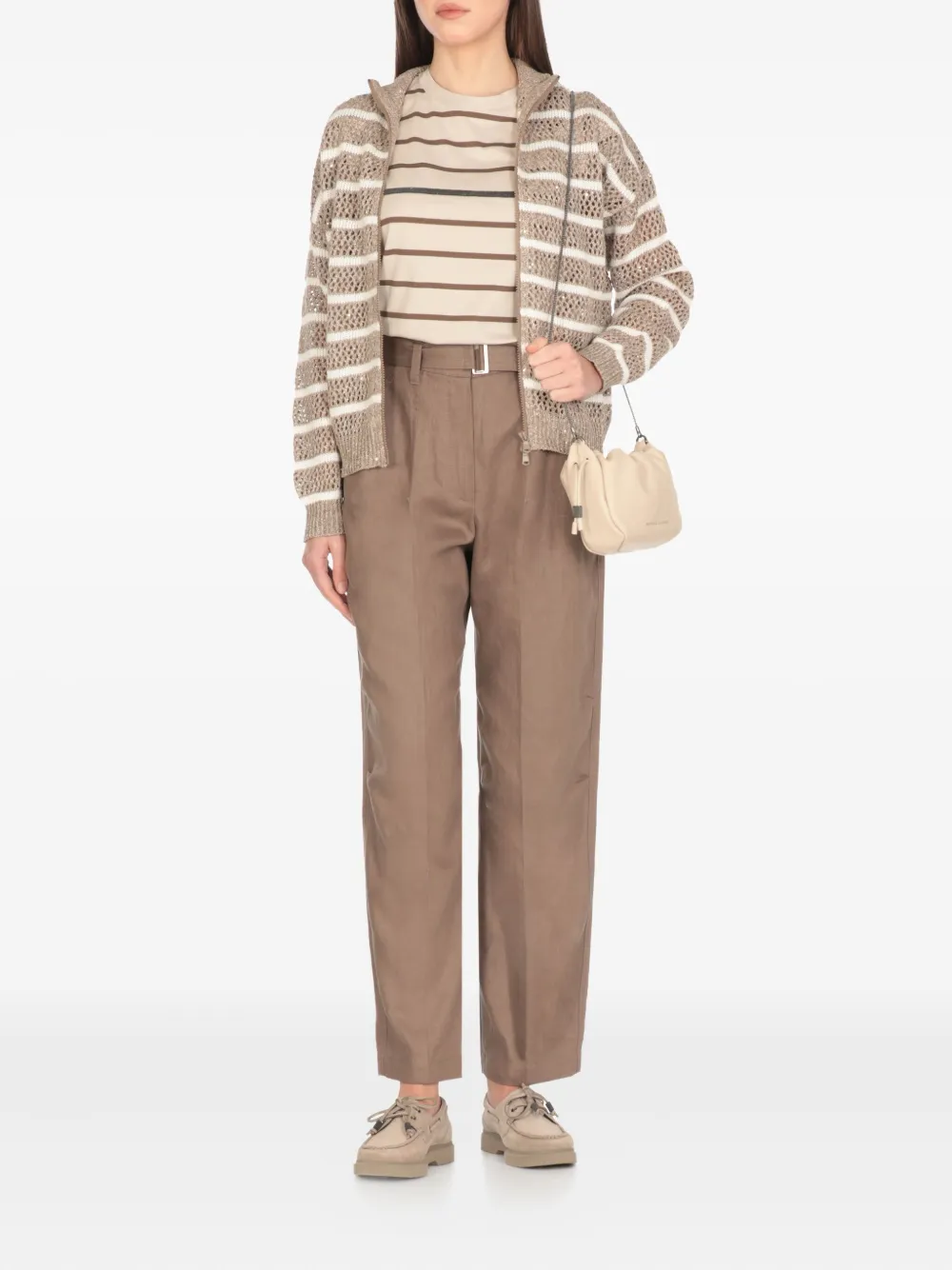 Brunello Cucinelli Gestreept T-shirt Beige