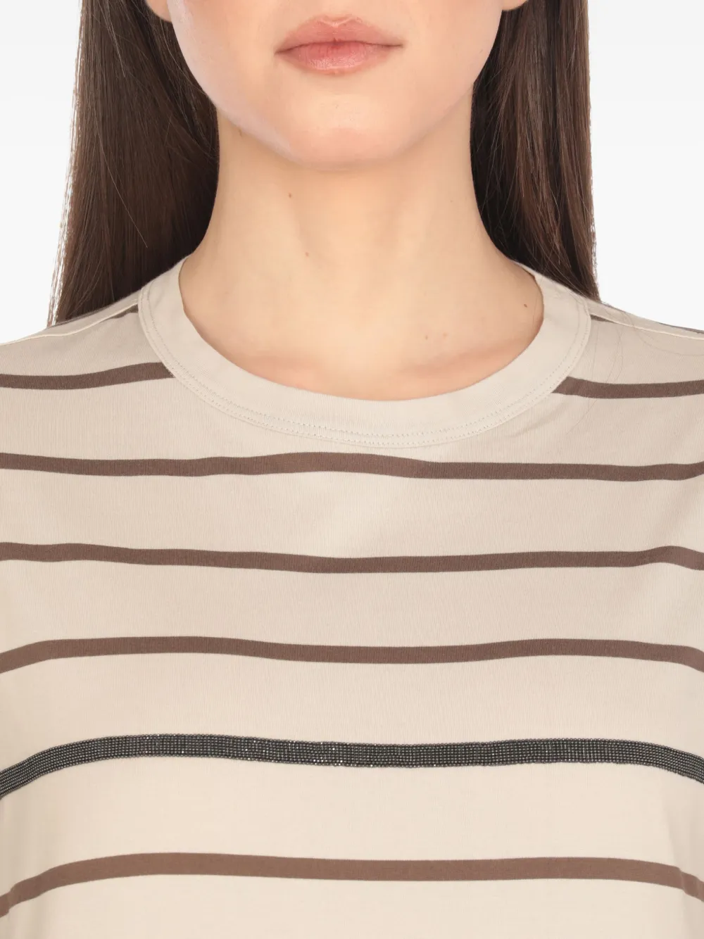 Brunello Cucinelli Gestreept T-shirt Beige
