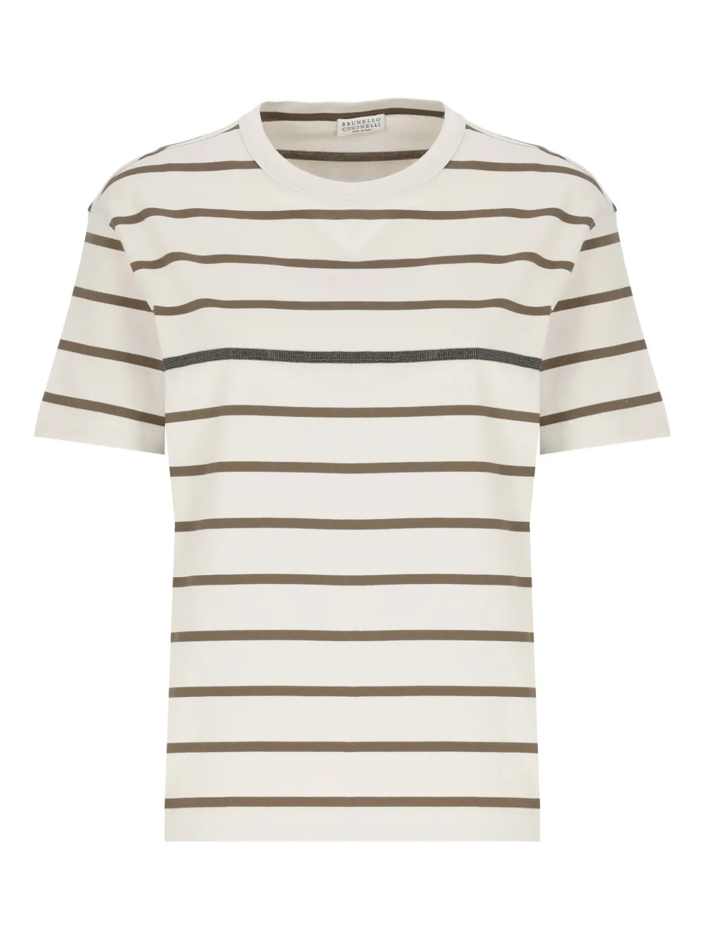Brunello Cucinelli Gestreept T-shirt Beige