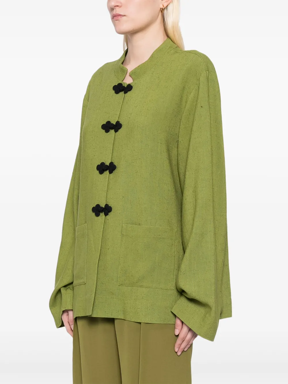 Shop Rohe Mandarin Jacket In Grün