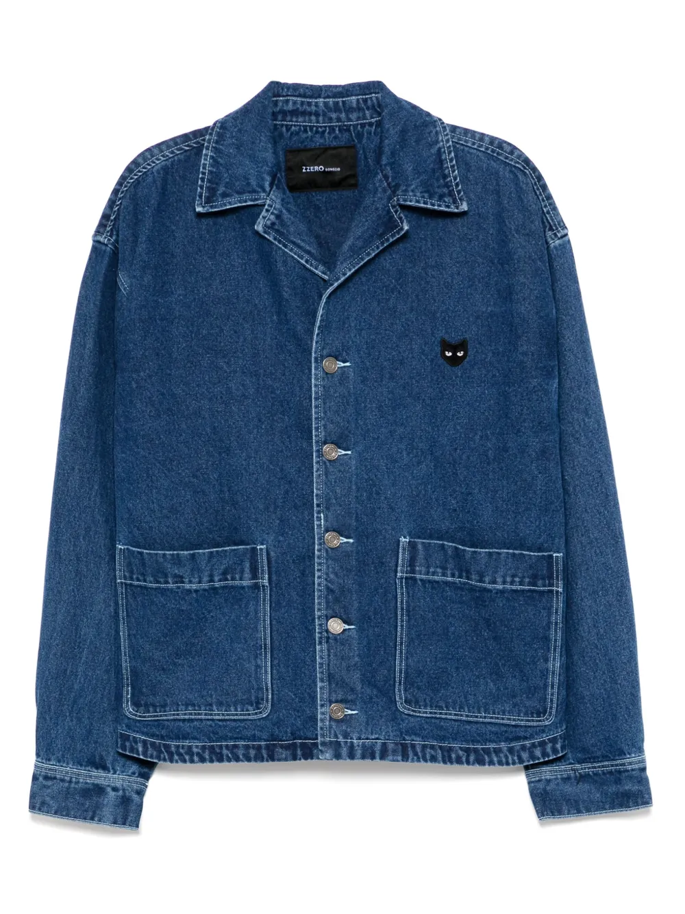 open-collared denim jacket