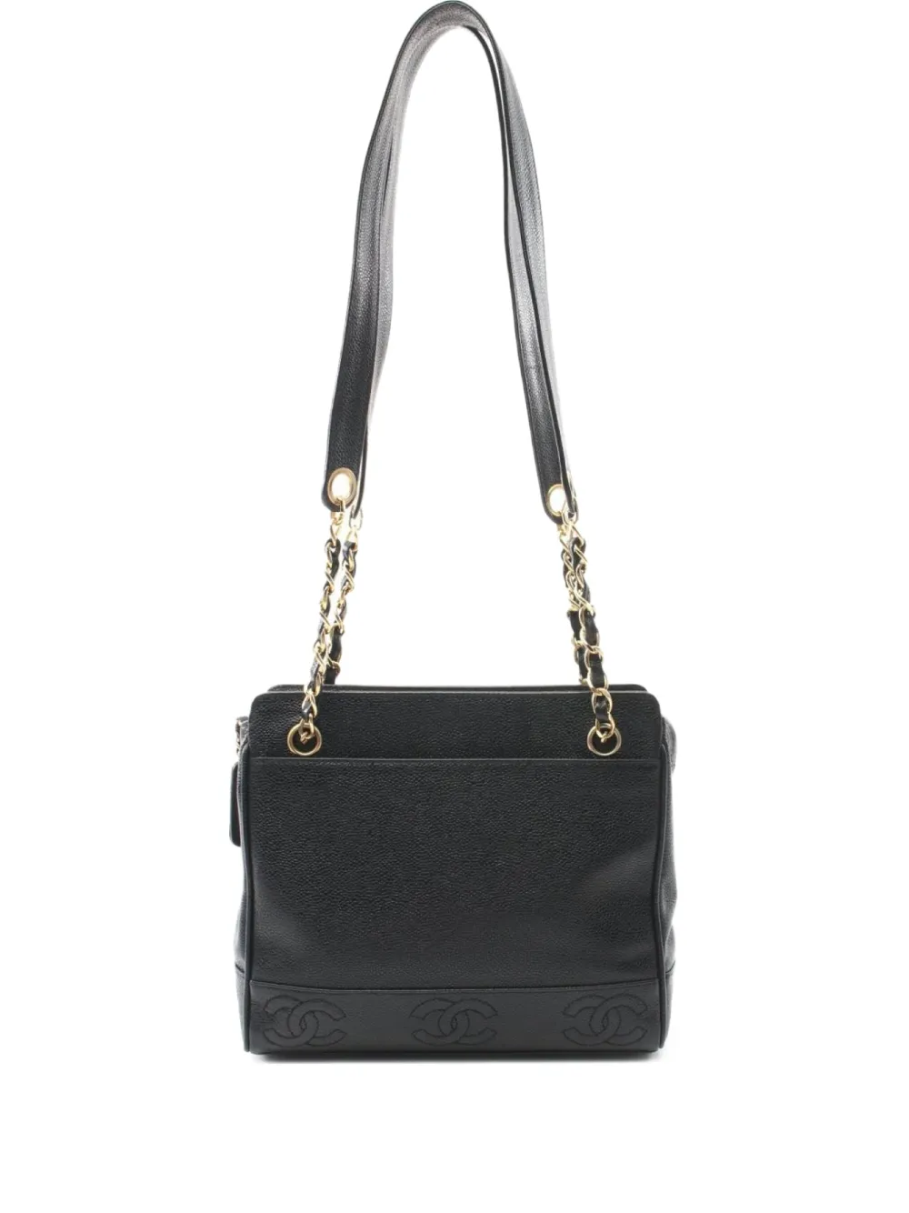 CHANEL Pre-Owned 1996-1997 トリプル ココマーク ショルダーバッグ - ブラック CHANEL Pre-Owned 1996-1997 トリプル ココマーク ショルダーバッグ - ブラック