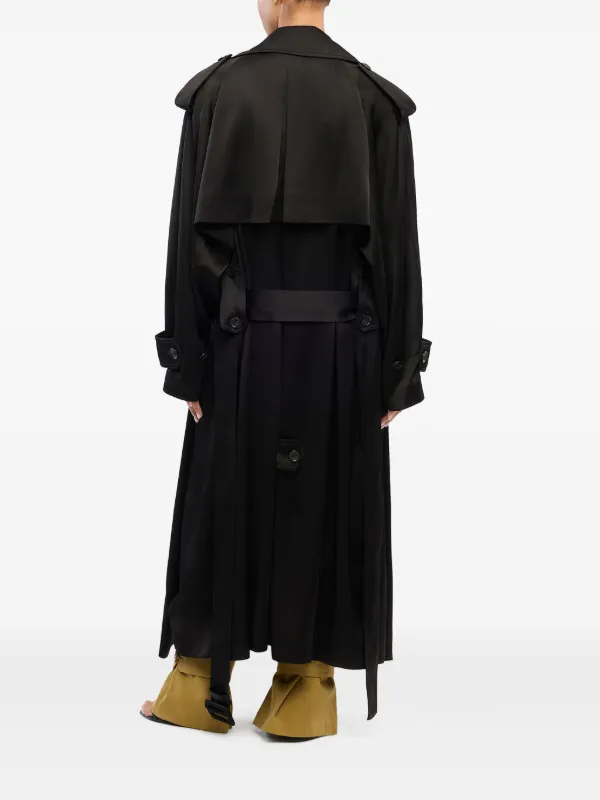 Another Tomorrow サテン トレンチコート | ブラック | FARFETCH JP