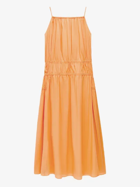 Another Tomorrow gathered scoop-back dress 