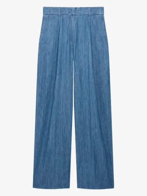 Another Tomorrow wide-leg chambray trousers