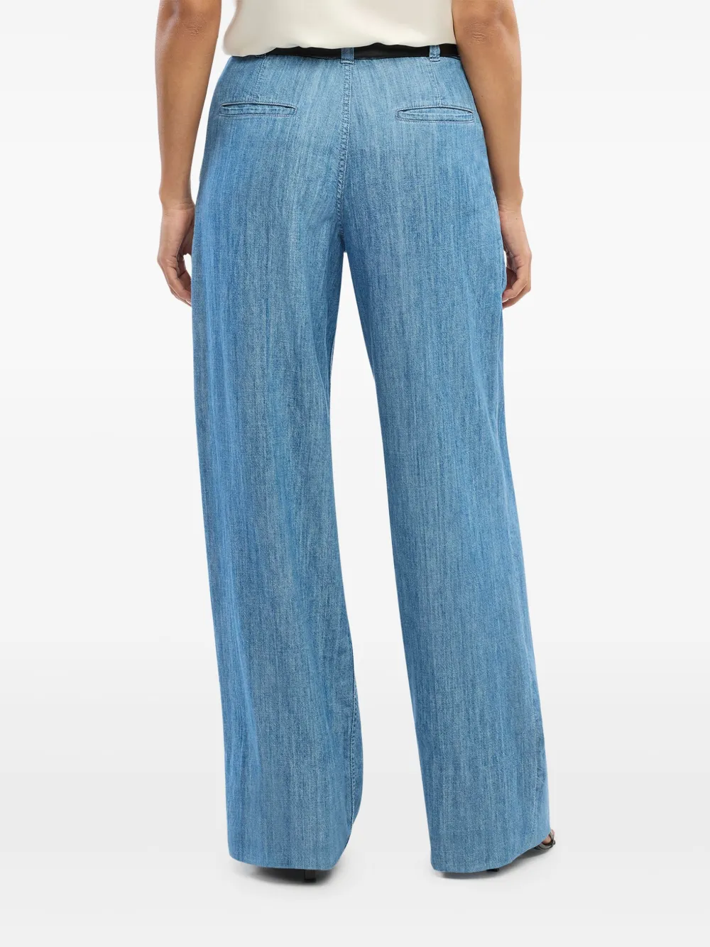 Wide-Leg Chambray Trousers