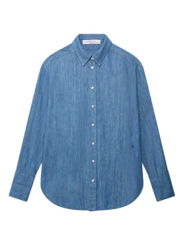 Another Tomorrow Chambray Shirt in Blue