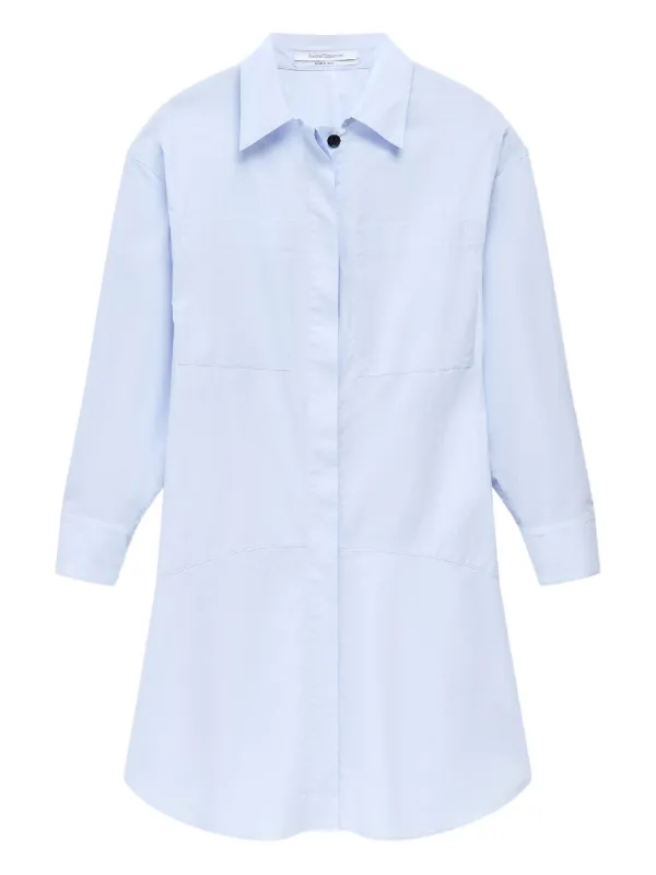 Another Tomorrow Organic Cotton Shirt Dress in Blue