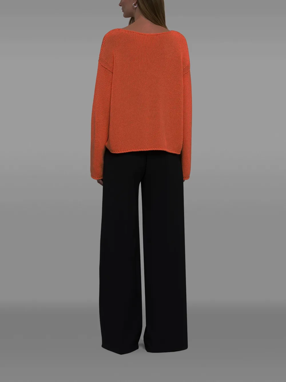 Another Tomorrow Draped Knit Sweater In Orange