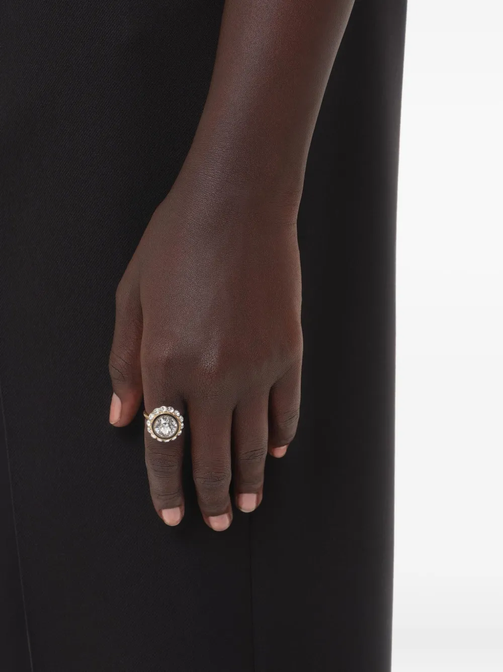Valentino Garavani VLOGO SIGNATURE RING IN METAL, ENAMEL AND CRYSTALS - Goud