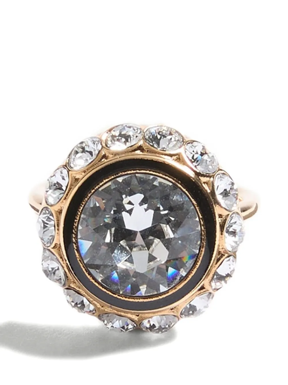Valentino Garavani VLOGO SIGNATURE RING IN METAL, ENAMEL AND CRYSTALS - Oro