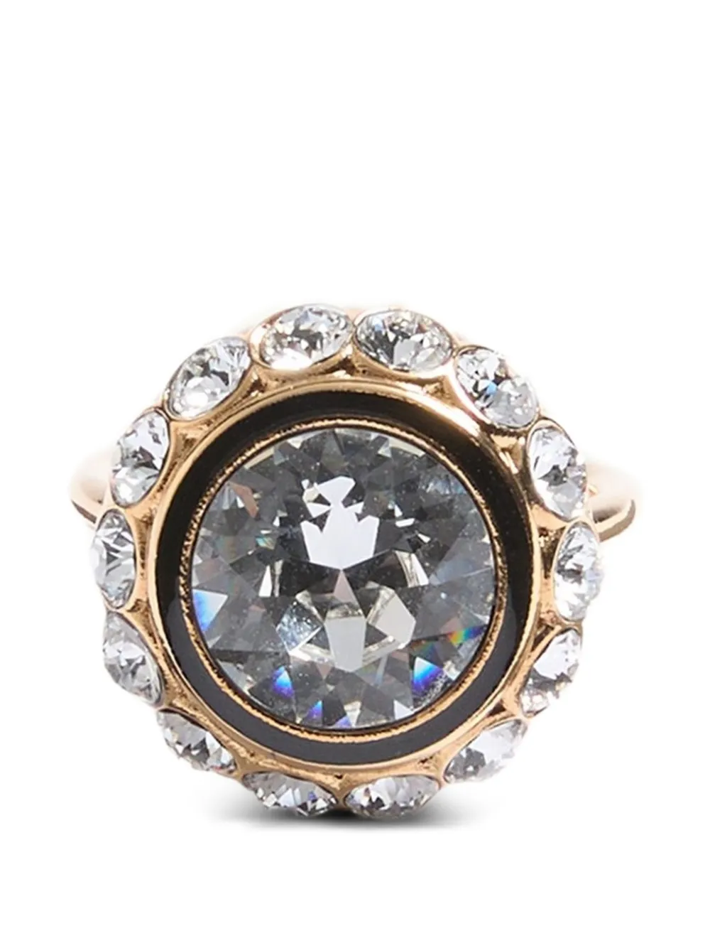 Valentino Garavani VLOGO SIGNATURE RING IN METAL, ENAMEL AND CRYSTALS - Oro