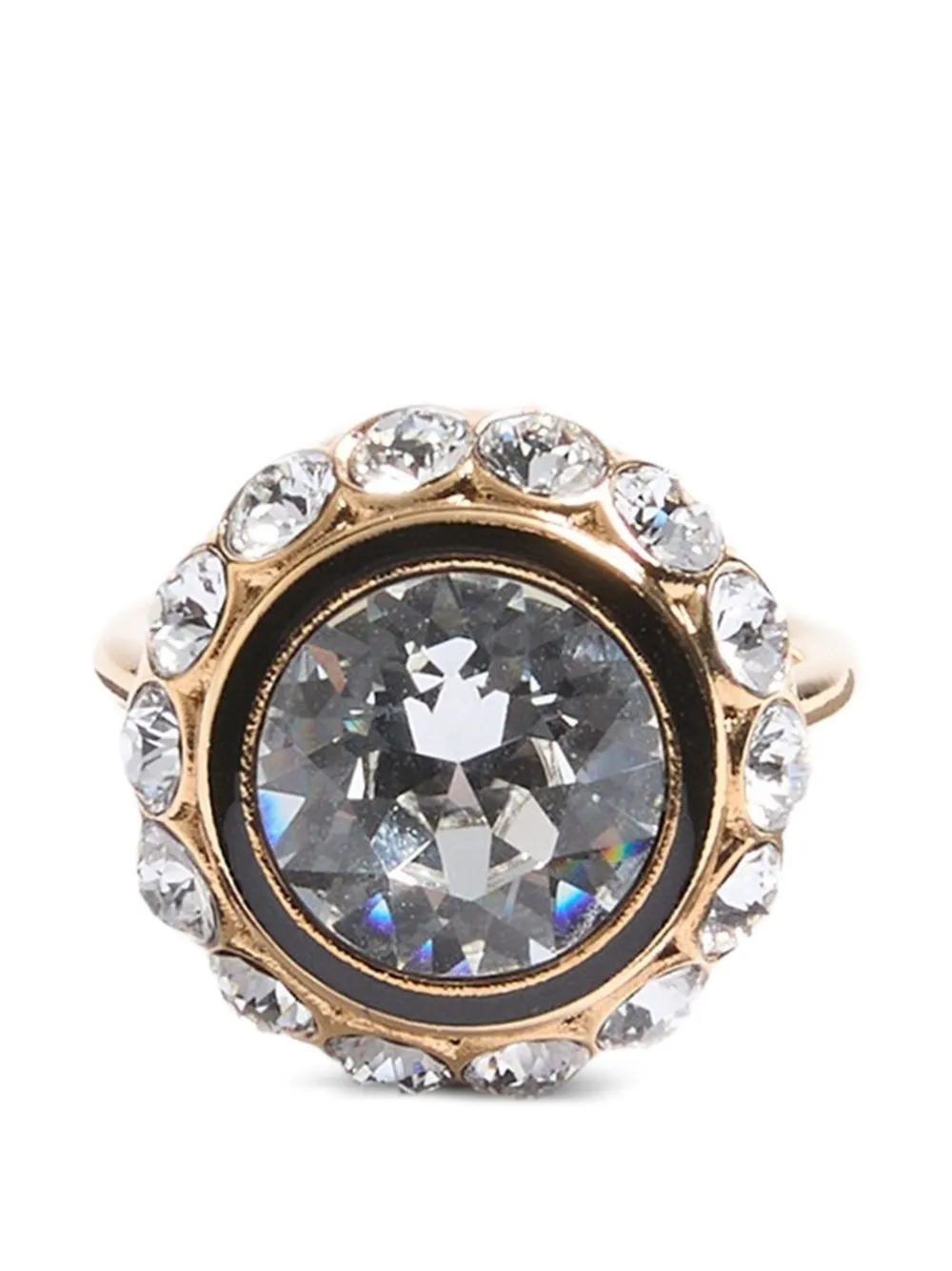 Valentino Garavani VLOGO SIGNATURE RING IN METAL, ENAMEL AND CRYSTALS - Oro