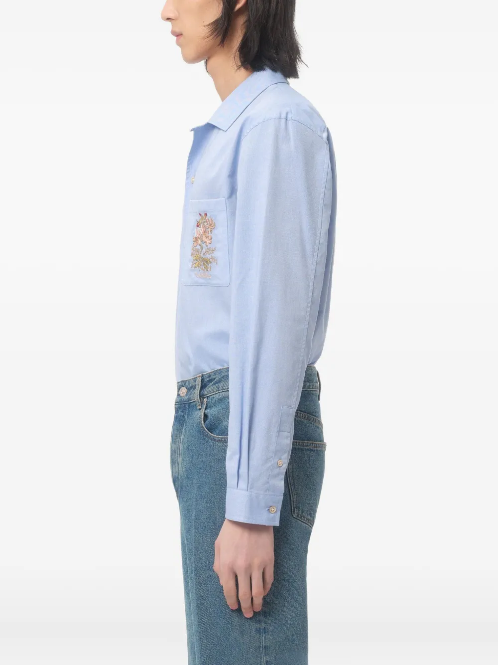 Valentino Garavani Overhemd met geborduurde bloemen Blauw