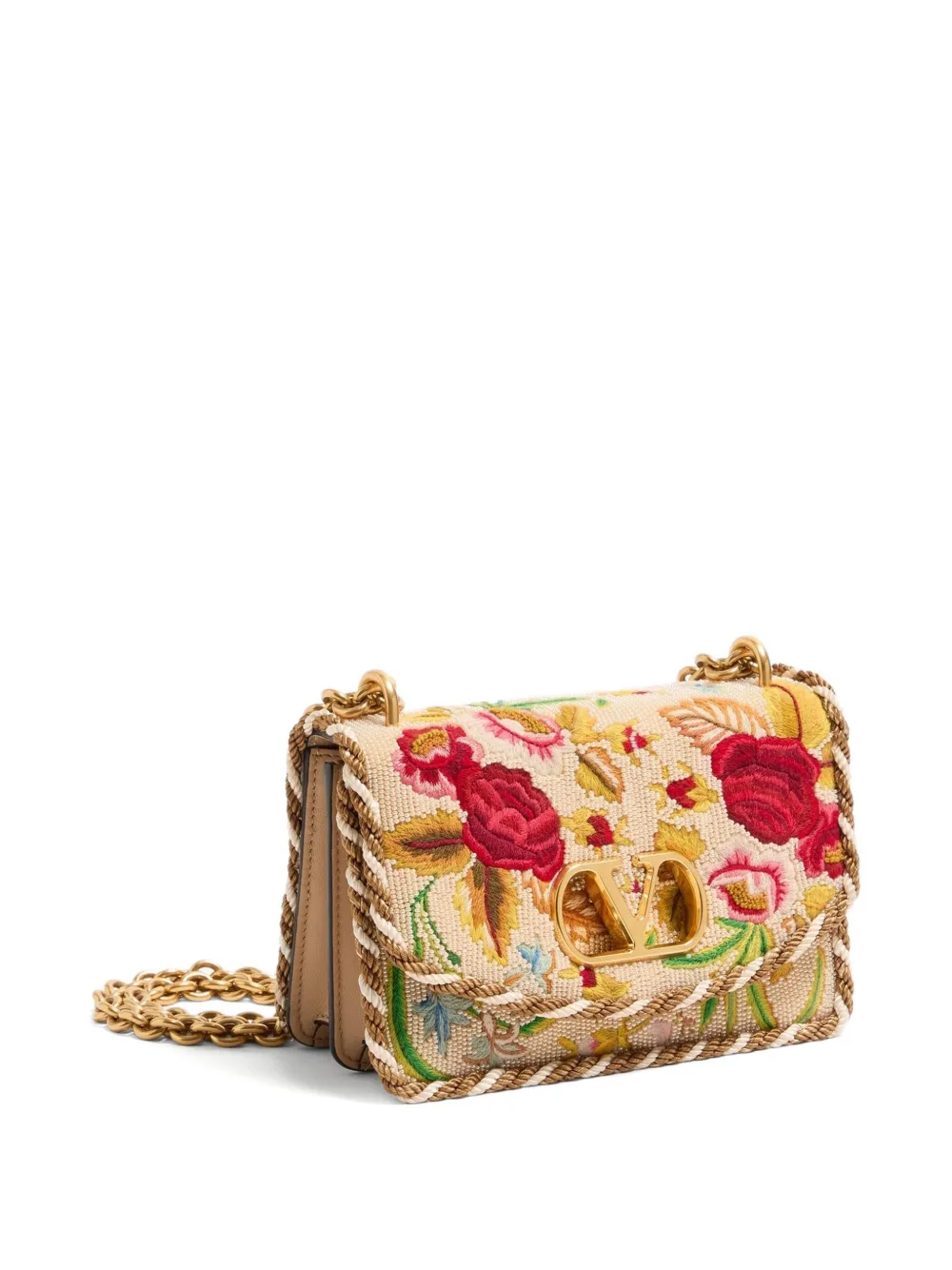 Valentino Garavani Kleine Chain schoudertas Beige