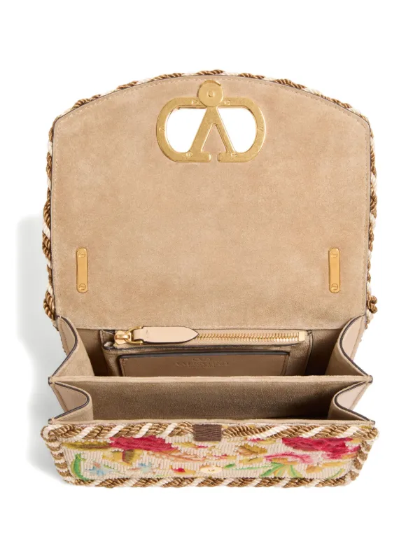 Valentino Garavani Small Vain Embroidered Shoulder Bag | Neutrals