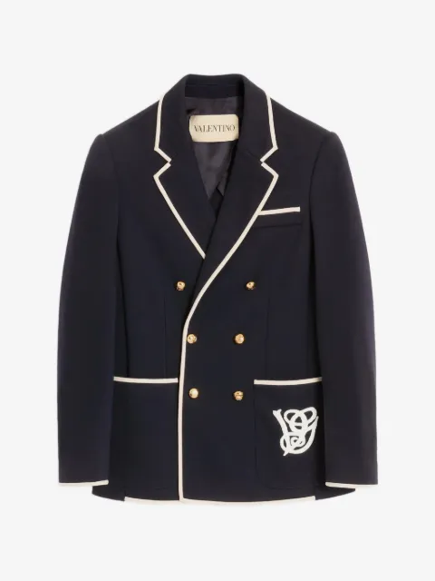 Valentino Garavani double-breasted wool jacket with Vg patch