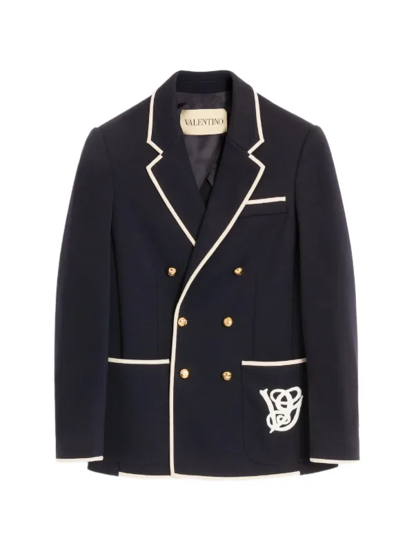Valentino Garavani VGパッチ ウールダブルジャケット | ブルー
