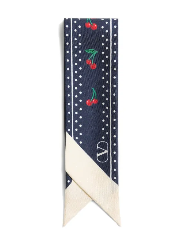 Valentino Garavani Cherryfic Bandeau Scarf Blue FARFETCH IN