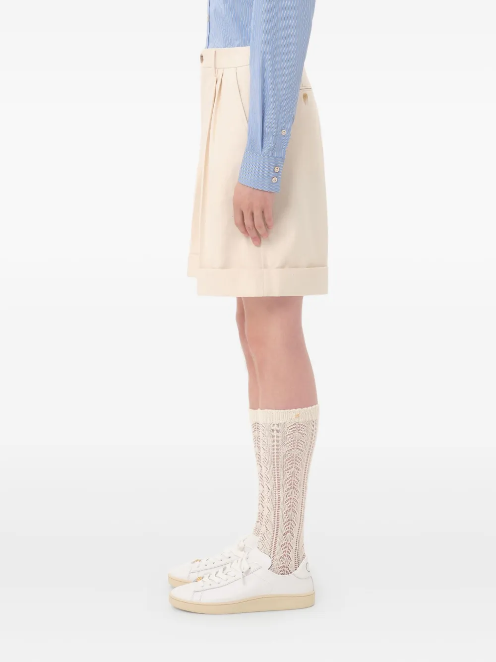 Valentino Garavani Bermuda shorts met omgeslagen zoom Beige