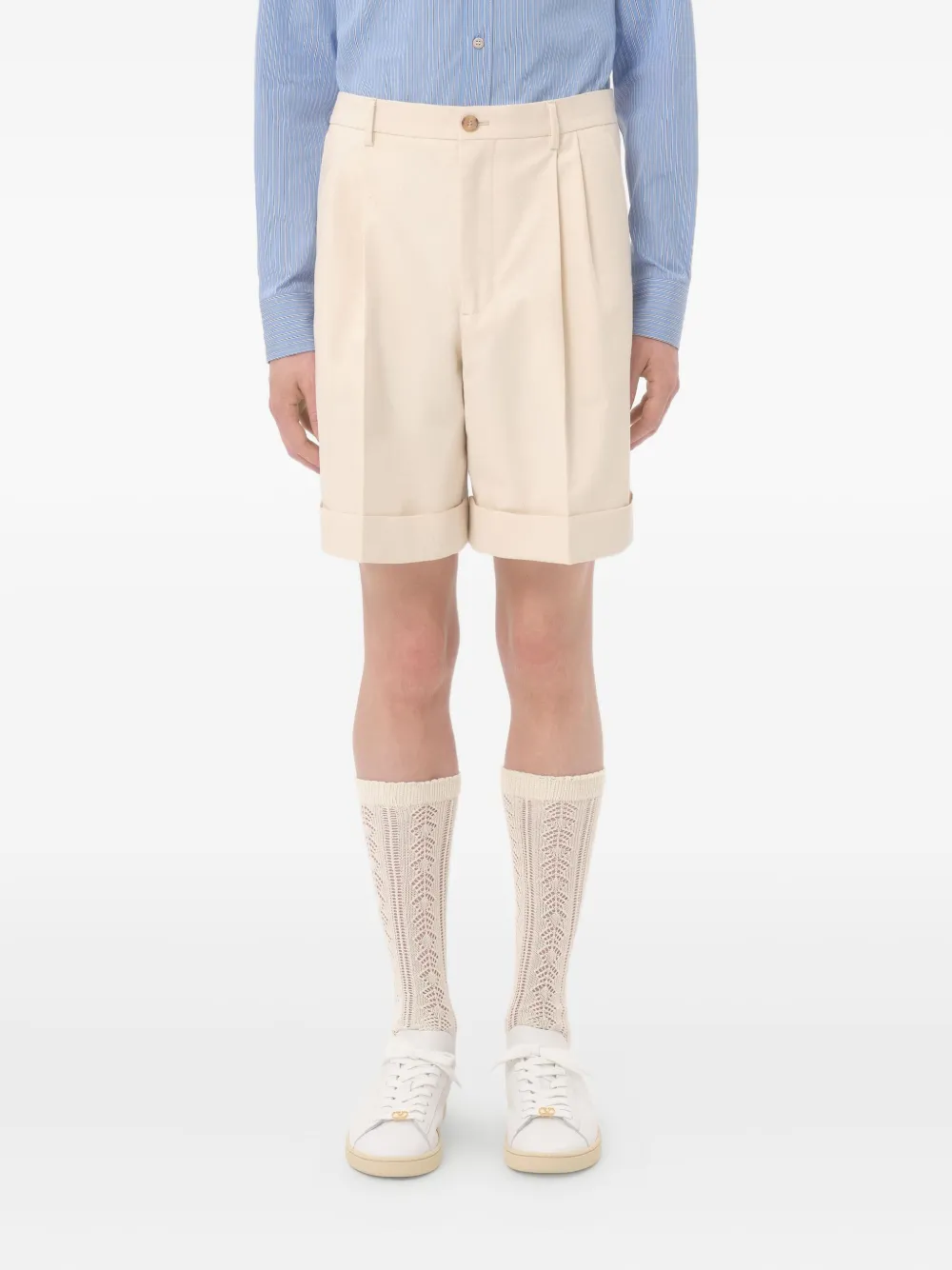 Valentino Garavani Bermuda shorts met omgeslagen zoom Beige