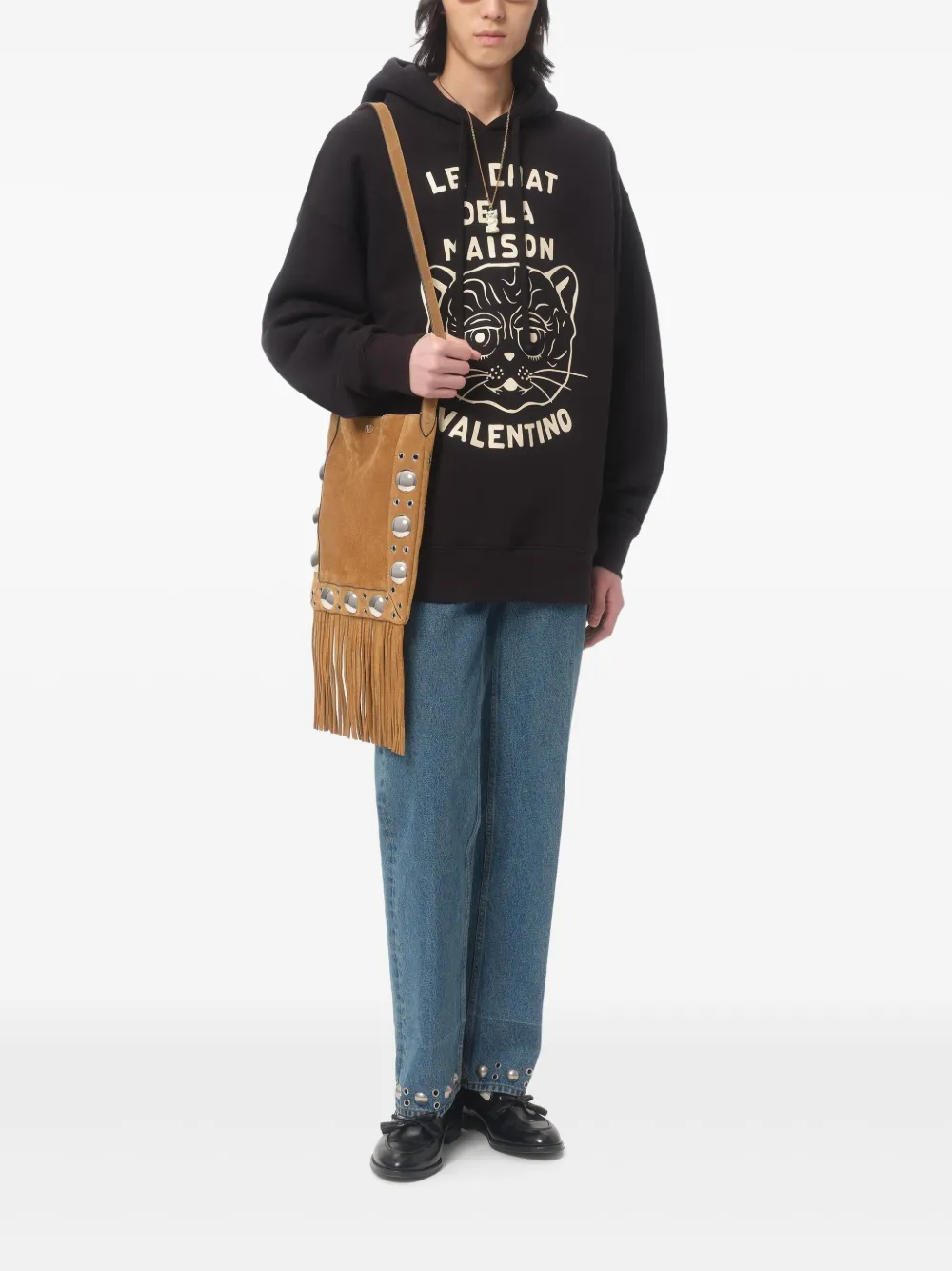 Shop Valentino Chat De La Maison Hoodie In Black