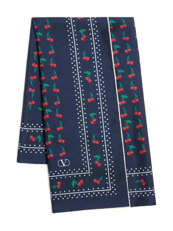 Valentino Garavani Cherryfic Scarf | Blue | FARFETCH HK