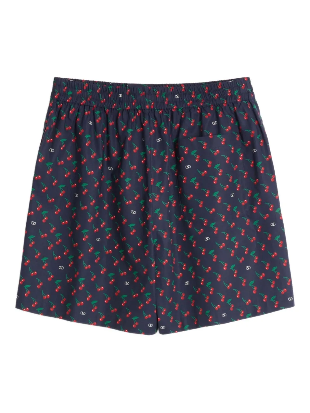 Valentino Garavani COTTON POPLIN BERMUDA SHORTS WITH CHERRYFIC PRINT - Blauw