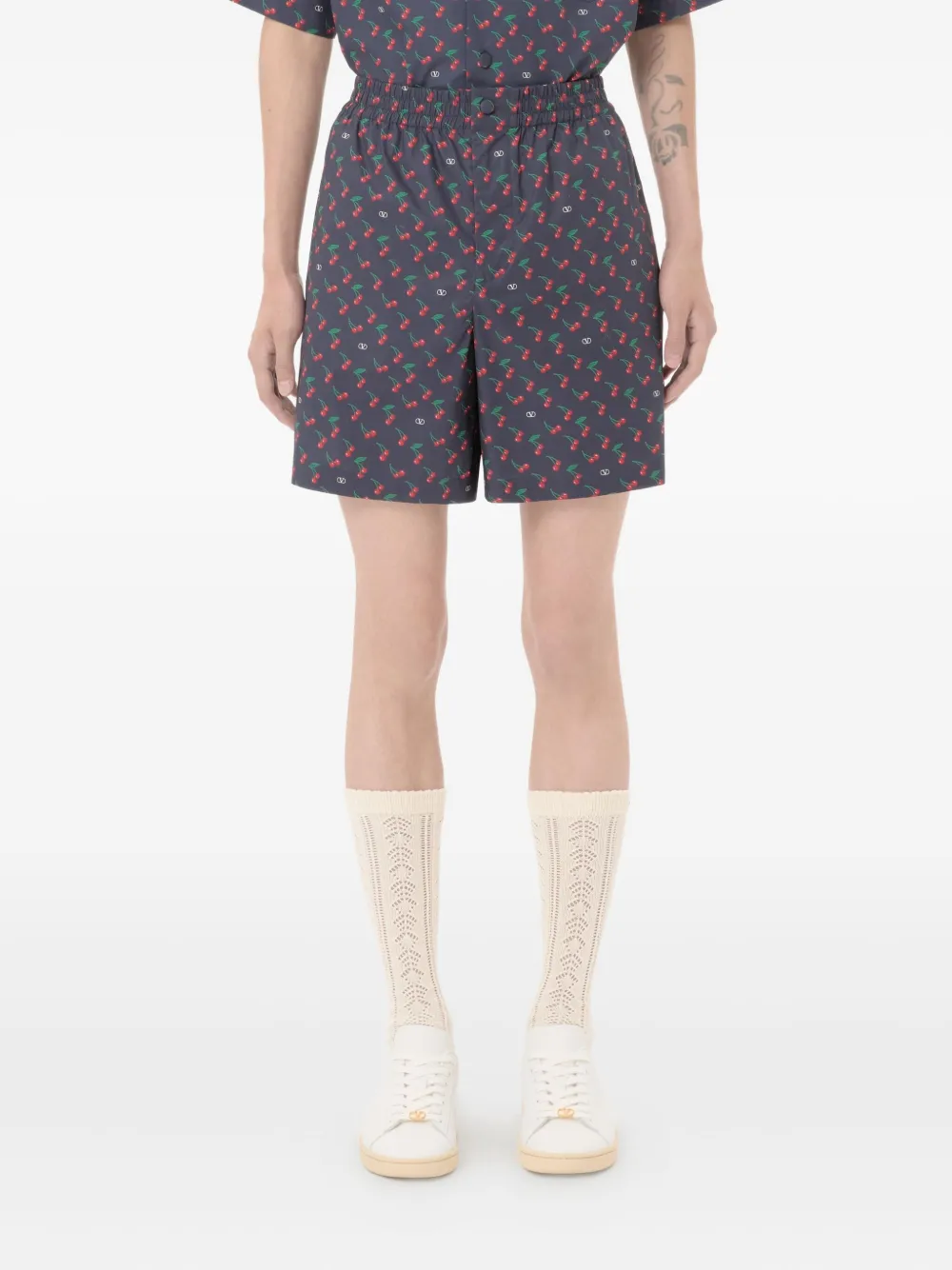 Valentino Garavani Shorts met kersenprint Blauw